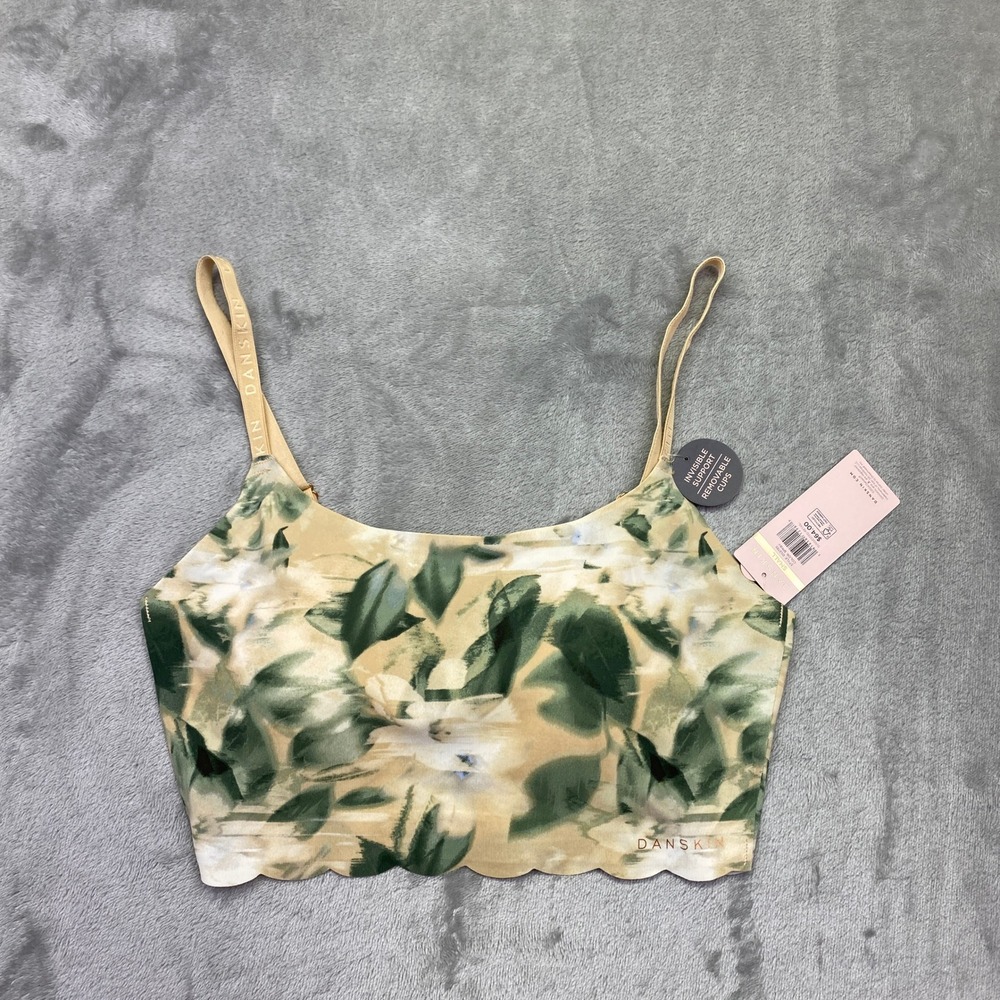 Danskin Sports Bra Floral Print‎ Small Removable Cups Activewear Top NWT